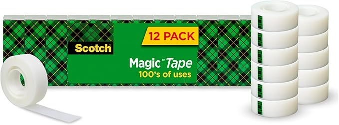 Scotch Magic Tape, 12 Rolls, Numerous Applications, Invisible, Engineered for Repairing, 3/4 x 1000 Inches, Boxed-DeskLoop Office