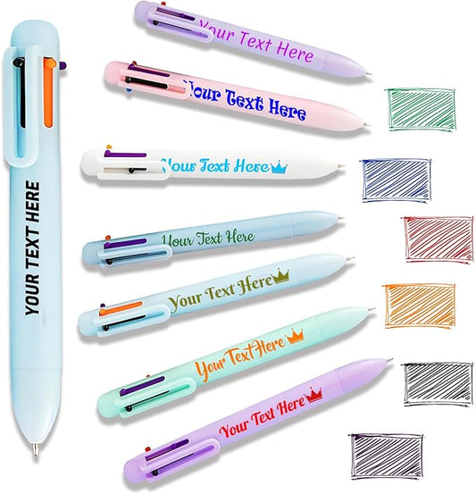 Custom 6-In-1 Multicolor Ballpoint Pen 0.5mm Tip Personalized Pens with Text Logo Name Printed Customized Pens Gift for Businesses School Office Employee Exhibition, 28PCS-DeskLoop Office