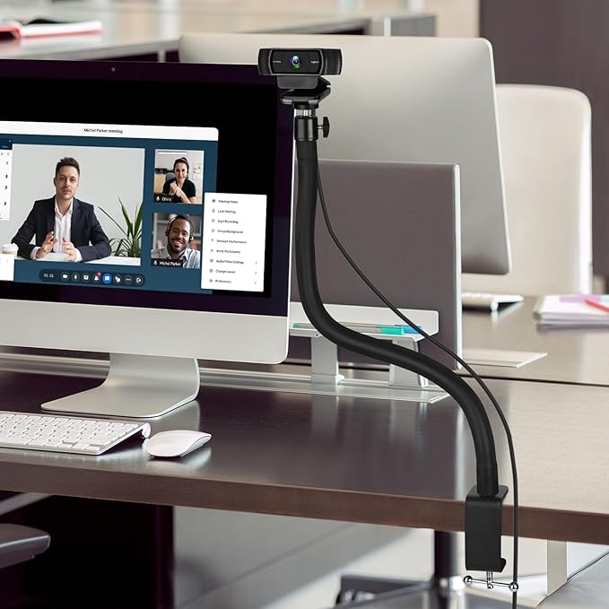 Webcam Stand for Desk,50cm Gooseneck Arm Compatible with Logitech Webcam C920 / C920S / C920x / C922 / C922x / C925e / C930 / C930e / C615 / C960 / BRIO 4K / NexiGo N60 / iPhone/Ring Light-DeskLoop Office