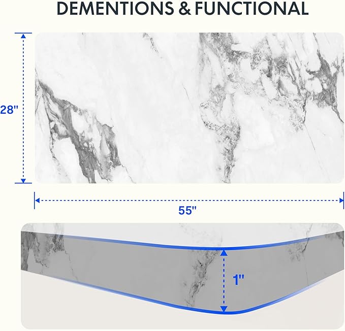 FLEXISPOT EN2 Whole-Piece Standing Desk with Clamp Power Strip, 55 x 28 Electric Stand Up Height Adjustable Desk with Cable Management (White Frame + 55" Marble Grey Top, 2 Packages)-DeskLoop Office