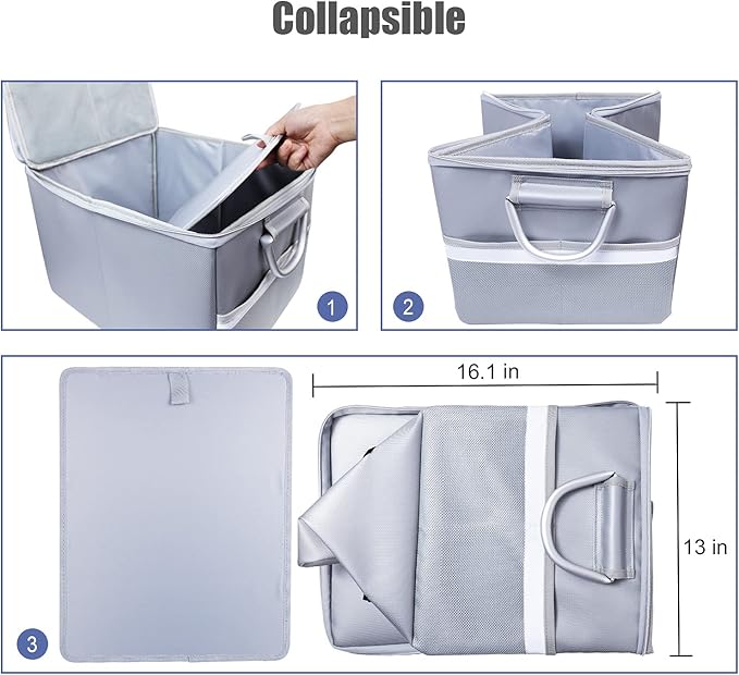 TOMKID Fireproof File Cabinet with Lock, Fireproof Document Organizer Collapsible File Box Filing Cabinet with Handle for Letter Legal Folder Certifications-DeskLoop Office