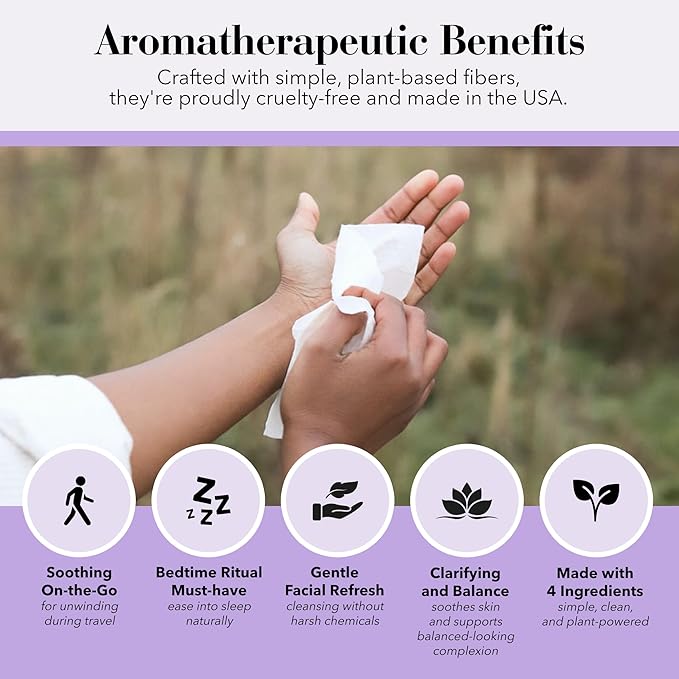 Herban Essentials - Lavender Wipes & Towelettes - Essential Oil Wipes for Make Up, Hands, Face & Body - Travel Size Essentials and Toiletries - Natural, Individually Wrapped and Disposable (20 count)-DeskLoop Office