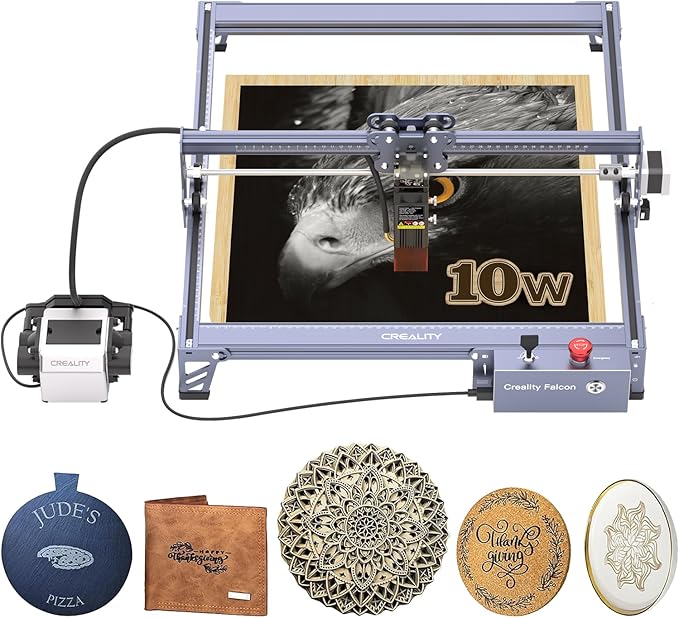 Creality 72W Output Power Laser Engraver, Falcon Pro 10W with Air Assist Laser Engraving Machine, CNC Machine Laser Engraver for Wood and Metal, Paper, Acrylic, Leather-DeskLoop Office