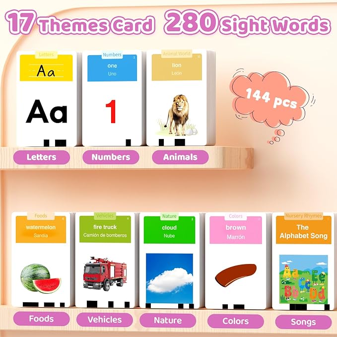 HOMESTEC Toddlers Bilingual Spanish & English Talking Flash Cards - Image 8