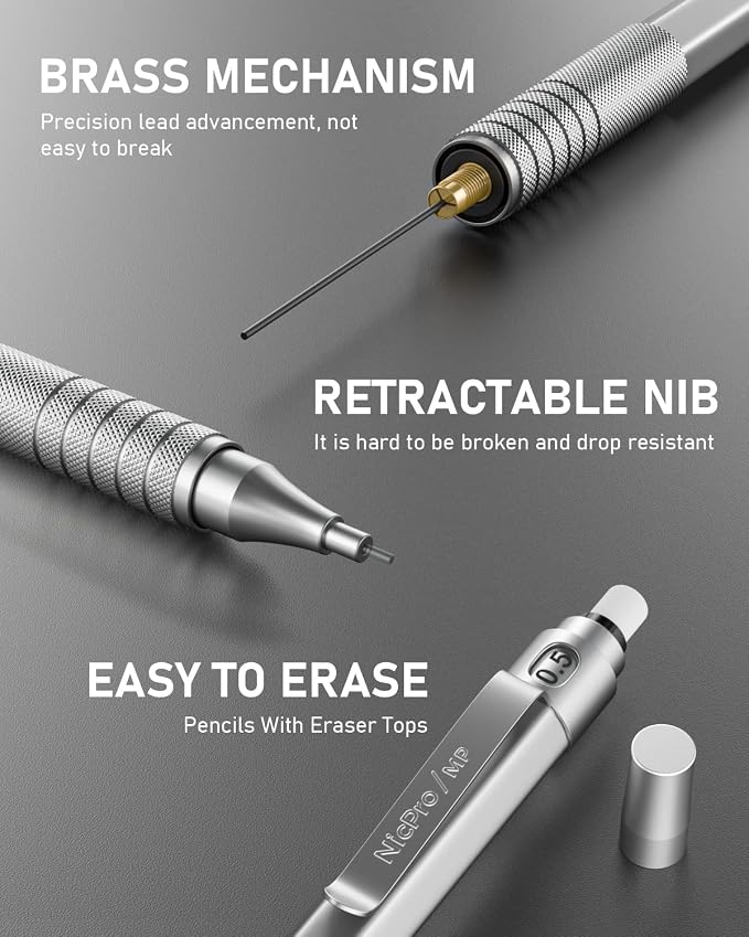 Nicpro 2 PCS Mechanical Pencils 0.5mm & 0.7 mm - Image 8
