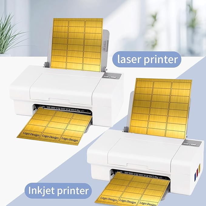 1" x 2-5/8" Address Labels- Gold Shipping Labels Stickers/Mailing Labe Stickers for Laser/Inkjet Printer, Matte- Permanent Adhesive Sticker-DeskLoop Office