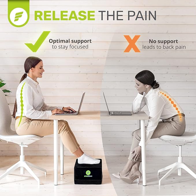 ErgoFoam XL Foot Rest for Under Desk at Work for Stools & High Chairs Chiropractor-Endorsed 2in1 Adjustable Under Desk Footrest Ergonomic High-Density Compression-Resistant Foam Nonslip Foot Rest-DeskLoop Office