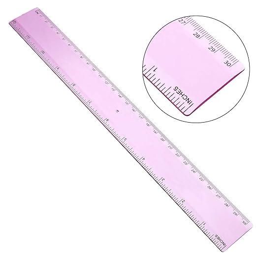 EBOOT 2 Pack Plastic Ruler Straight Ruler Plastic Measuring Tool for Student School Office (Pink, 12 Inch)-DeskLoop Office