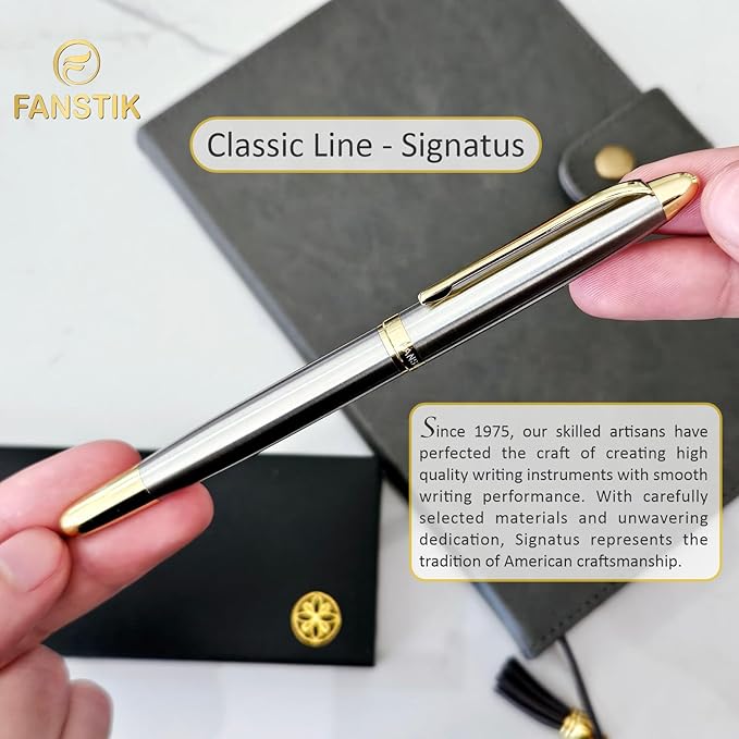 Customized RollerBall pen with name (MADE IN USA), stainless steel, Silver and gold, luxury engraved pen personalized for men and for women. (RollerBall Silver-Gold).-DeskLoop Office