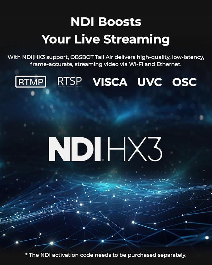 OBSBOT Tail Air NDI Streaming Camera 4K, AI Tracking PTZ Camera with Intelligent APP, Gesture Control, HDMI/USB-C/Wireless Webcam, Video Camera Live Stream for YouTube, Chruch, Worship, Creator, etc.-DeskLoop Office