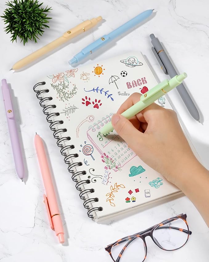 FIOVER Colored Pens, 6 Pack Colorful Gel Pens, Quick-Dry 0.7mm Medium Point for Journaling, Note Taking, Doodling, Aesthetic Office School Supplies, Gifts for Women Men(Multiple Colors)-DeskLoop Office