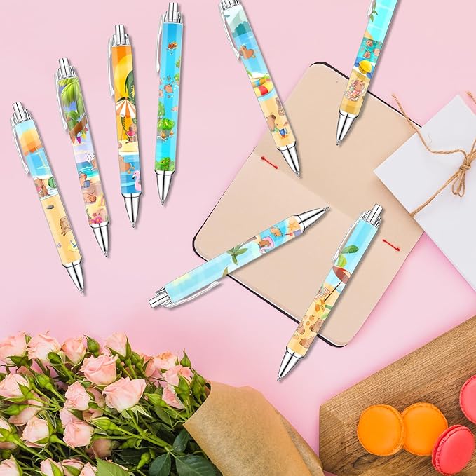 Idealmuzik 8-Pack Capybara Gel Pens – Cute Animal Pens with Unique Capybara Designs, Smooth Writing Ink Pens for School, Office, Journaling, Fun Gift for Kids, Teens & Capybara Lovers-DeskLoop Office