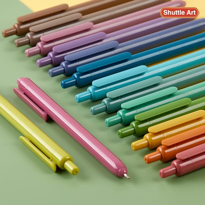 Shuttle Art Ballpoint Pens, 15 Pack Vintage Retractable Black Ink Ball Point - Image 8