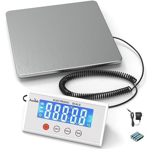 Digital Shipping Scales 440 pounds, Stainless Steel Heavy Duty Postal Scale for Warehouses, Homes, Offices, and Courier Companies, Including Product Manuals and adapters-DeskLoop Office