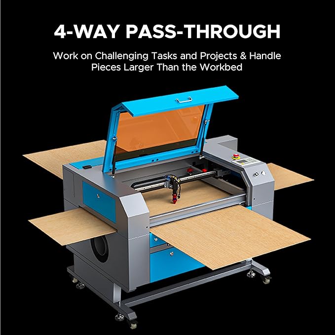 OMTech 90W CO2 Laser Engraver, 28"x20" Cutting & Engraving Machine with Autofocus, Air Assist, 4-Way Pass, Autolift, RDWorks, for Wood, Glass, Acrylic, Leather, Cardboard-DeskLoop Office