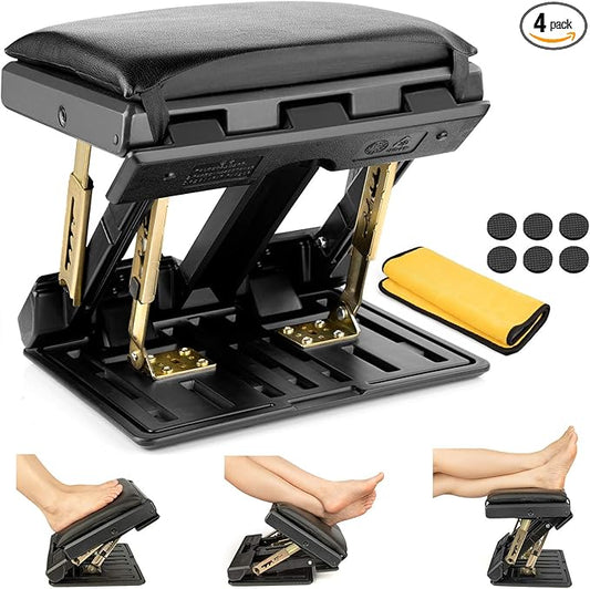Adjustable Footrest with Removable Soft Foot Rest Pad Max-Load 140Lbs with 4-Level Height and Angle Adjustment Massage Footrest Under Desk for Car Travel, Kid's Writing, Office-DeskLoop Office
