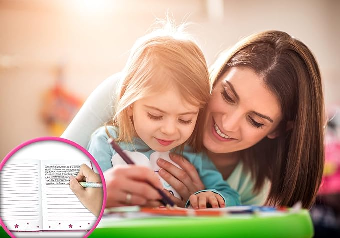 Girls Diary with Lock for Kids, 7x5.25 Inches 160 Lined Pages Secret Pink Princess Notebook for Girls Journal with Lock for Kids Pre School Writing Drawing Cute Girls Gifts for Birthday-DeskLoop Office