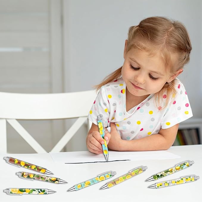 Idealmuzik Lemon Pens Set – Fun Citrus-Themed Pens for Girls, Students, and Stationery Lovers – Smooth Writing Ballpoint Pens for School, Journaling, or Gifts – Bright and Cheery Design, 8 Pack-DeskLoop Office