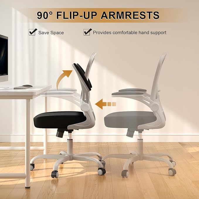 Office Chair, Ergonomic Desk Chairs 330LBS Capacity High Back Mesh Computer Chair with Flip-up Armrests, Comfy Work Chair with Adjustable Lumbar Support, Rolling Chair-DeskLoop Office