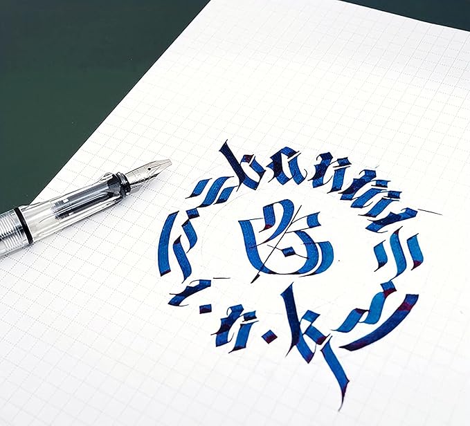 Lanxivi Yongsheng Calligraphy Fountain Pen Set Transparent Clear, 6 Assorted Tip Sizes for Art Drawing and Writing Signature-DeskLoop Office