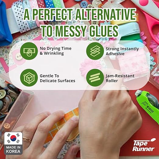 Tape Runner - Double Sided Adhesive with Dispenser Roller Included - Acid Free, Sticky, Transparent - Ideal for Scrapbooking, Crafts & More - Retractable (315 inches per Cartridge), 5 Cartridges-DeskLoop Office