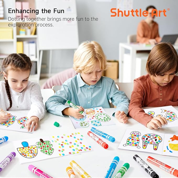 Shuttle Art Dot Markers, 15 Colors Washable Dot Markers for Toddlers,Bingo Daubers Supplies for Kids Preschool Children, Non Toxic Water-Based Bingo Daubers-DeskLoop Office