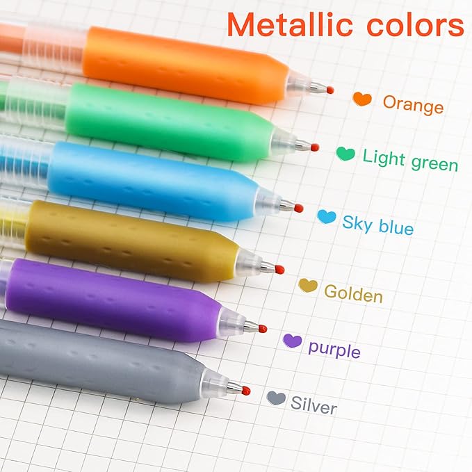 Metallic Colors Journal Planner Pens Colorful 0.5mm Markers Fine Tip Drawing Pen Porous Fineliner Pen for Bullet Journaling Writing Note Taking Coloring Art Office School Supplies (6 metallic colors)-DeskLoop Office