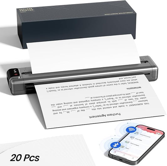 Phomemo Upgraded Q302 Portable Printer, Ultra-High 300dpi Inkless Printer Silent Printing, Wireless Bluetooth Thermal Printer Compatible with Phone & PC, Compact Printers for Business Travel-DeskLoop Office