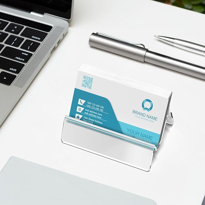 Acrylic Business Card Holder for Desk & Counter, Business Card Holder Display, Clear Business Card Stand, Business Cards Holder Stand, Desktop Plastic Name Card Organizer, 6 Pack-DeskLoop Office