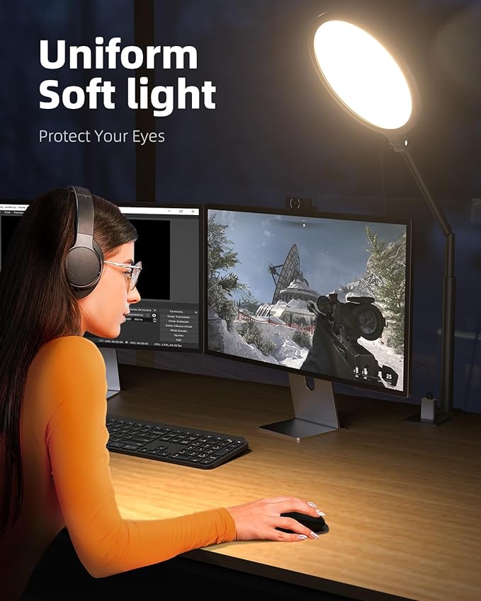 Weilisi 10.2" Desk Ring Light with Stand for Video Call, Ring Light for Desk with Clamp, 360° Rotate & Flexible Height Desk Light, Adjust Arm Desk Lamp for Home Office, Podcast, Gaming, Recording-DeskLoop Office