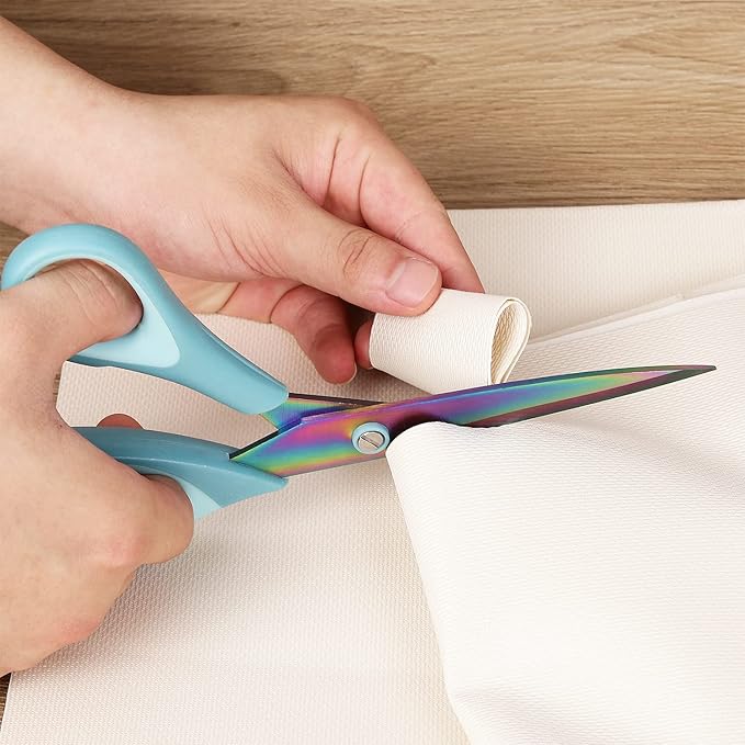 Craft Scissors, All Purpose Sharp Titanium Blade Shears, Comfortable Grips, School Scissors Set of 3 pack, Ideal for Office, Home, Sewing, Fabric, Kitchen, Arts and DIY Supplies, 9.3"/8.5"/5.6", Blue-DeskLoop Office