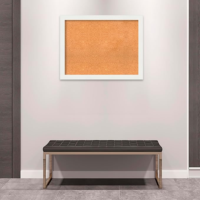 Amanti Art Natural Cork Board for Wall, 27x35 Vision Board with White Frame, Large Corkboard Office Decor for Home Organization, Casual Corkboard Pinboard to Display Items for Home Organization in-DeskLoop Office