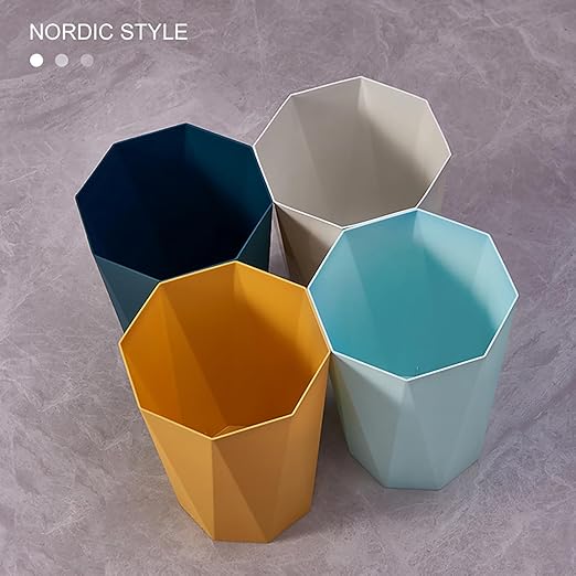 2 Pack Bathroom Trash Can 2.6 Gallon Small Garbage Can Waste Basket for Bedroom Office Dorm, Blue Black-DeskLoop Office