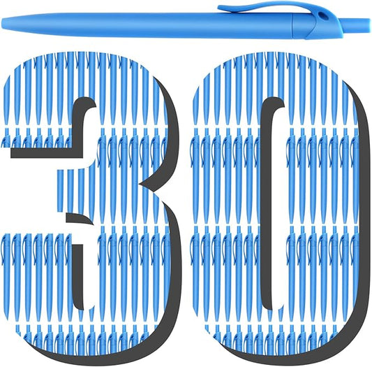 Aozora Pens Bulk 30 Pack Blue Click Pen No Bleed Wholesale Retractable Ballpoint Pens Medium Point,Smooth Ink Pen for Journaling School Office Supplies 1.0MM Blue Ink-DeskLoop Office