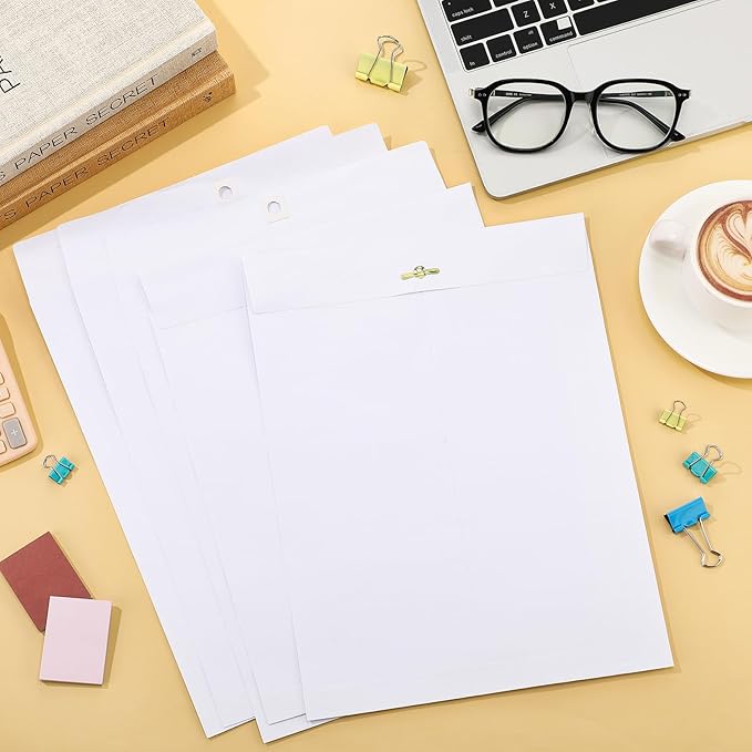Teling 50 Pcs Manilla Envelopes Clasp Kraft Catalog with Closure for Storing Mailing 28 lb Kraft Envelope Paper for Office Document School Business Home(White,9 * 12)-DeskLoop Office