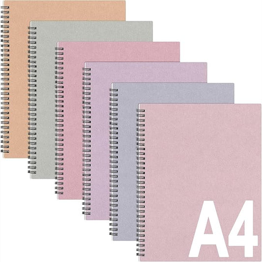 Glenmal 6 Pcs Spiral Notebook for Work A4 8.5 x 11'' College Ruled Spiral Journal Notebook Kraft Cover Ruled Paper, 120 Sheets 240 Pages for Office Study Supplies(Dreamy Colors)-DeskLoop Office