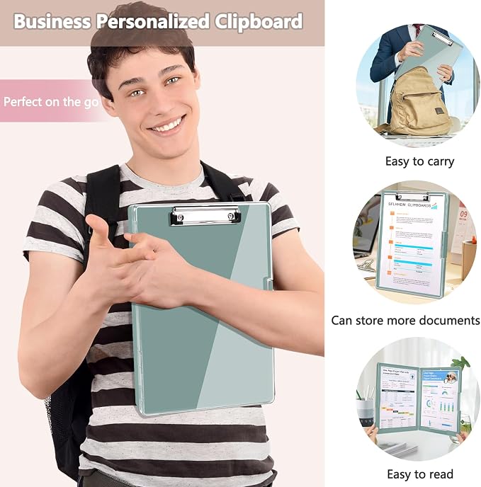 SFLHHDM Clipboard with Storage, Heavy Duty Clip Boards 8.5x11 with 2 Storage - Image 7