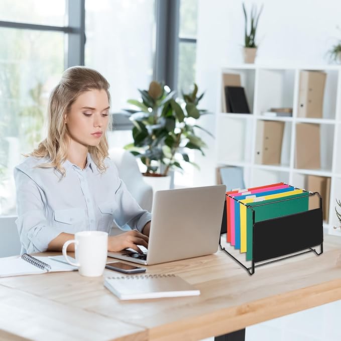 50 Packs Hanging File Folders,Standard Green,Letter Size File Folders with 1/5 Adjustable Cut Tabs,Decorative,Drawer,Desk and Cabinet Use-DeskLoop Office