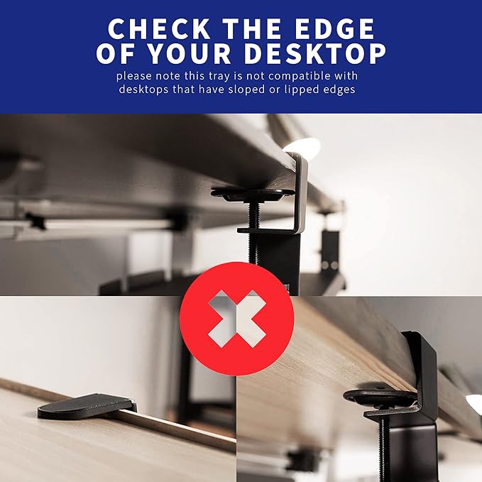 VIVO Large Clamp-on Height Adjustable Keyboard Tray, Pull Out Platform, Pencil Drawer, 27 (33 Including Clamps) x 11 inch Slide-Out Tray Storage Drawer, Black, MOUNT-KB05-4DH-DeskLoop Office