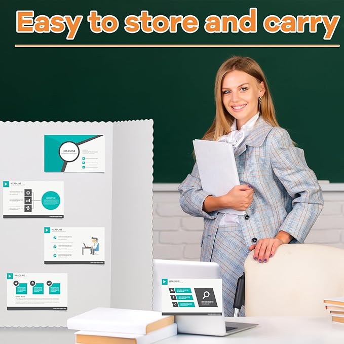 Ctosree 60 Pcs Tri Fold Display Board,36" x 48" Portable Lightweight Foldable Presentation Poster Board for Office Projects Exhibitions Workshops, White-DeskLoop Office