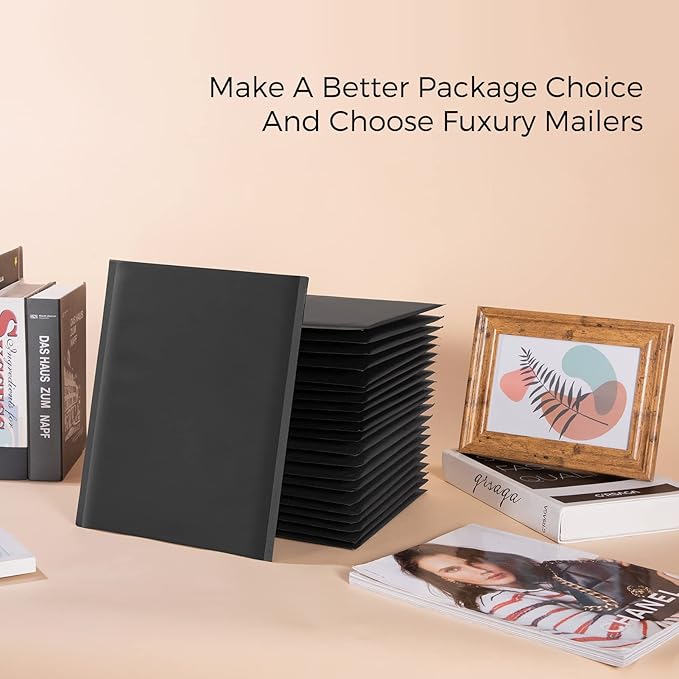 Fuxury Kraft Bubble Mailer 8.5x12 Inch 25 Pack,Strong Adhesion Padded Envelopes,Self Seal Bubble Envelopes, Waterproof Cushioned Padded Mailers Packaging for Small Business,Bulk Black
