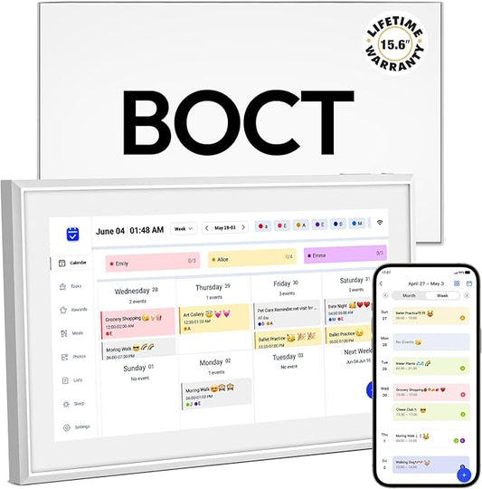 BOCT 15.6'' Digital Calendar Wall - 32GB Memory Touch Screen Chore Chart Smart Calendar,Digital Planner,Auto-Sync,APP Control,Interactive Family Schedules, Gift for Mother-DeskLoop Office
