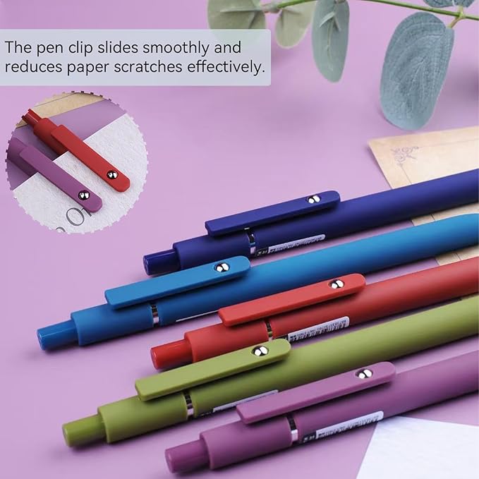 Gel Pens, 5Pcs 0.5mm Fine Point Black Ink Pens With Smooth Wirting,Office Desk Accessories,Quick Dry Pens For Journaling,Ballpoint for School Supplies, Gift for Women Men Student(Retro)-DeskLoop Office