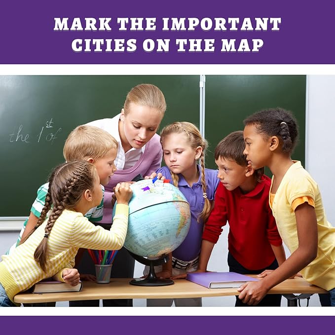 Colored Flag Travel Map Push Pins, 400 Pack Multicolored Decorative Map Tacks Assorted 8 Colors, Plastic Head for Cork Bulletin Board, Picture Hanging at Home Office School-DeskLoop Office