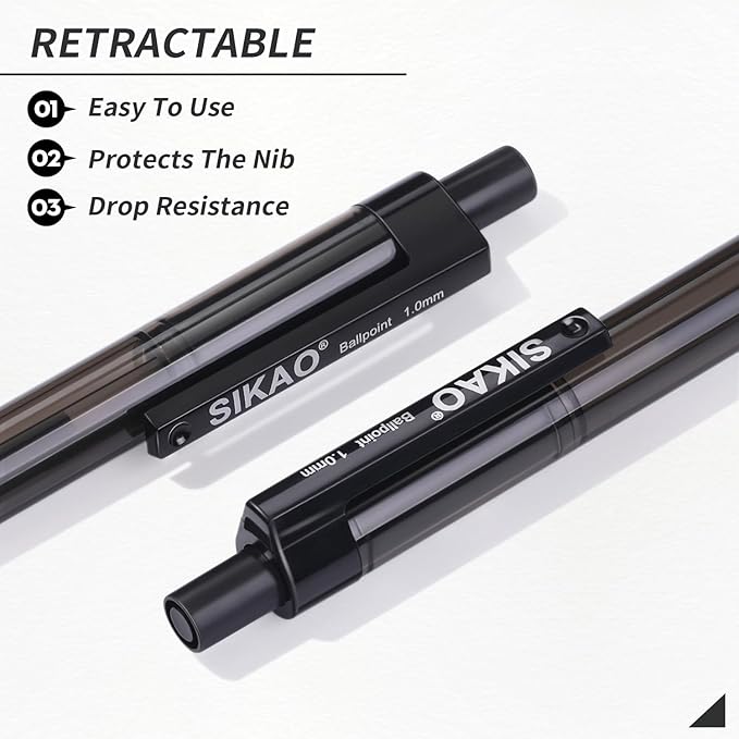 Pens Bulk, Black Pens, 60Pack Ballpoint Pens for Smooth Writing Pens No Smear, Black Ink Pens Medium Point 1.0mm, Retractable Pens, Click Pens, Ball Point Pens, Server Pens, School Office Supplies-DeskLoop Office