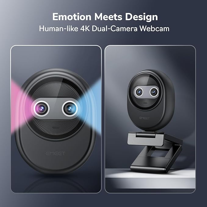 EMEET Piko 4K Webcam for Streaming, World’s 1st Dual-Camera AI-Powered 4K Camera w/AI Autofocus, 3 Mics Array&3 Sound Modes, USB Webcam with Clip, Great for Streaming, Desk Setup and Creative Gifts-DeskLoop Office