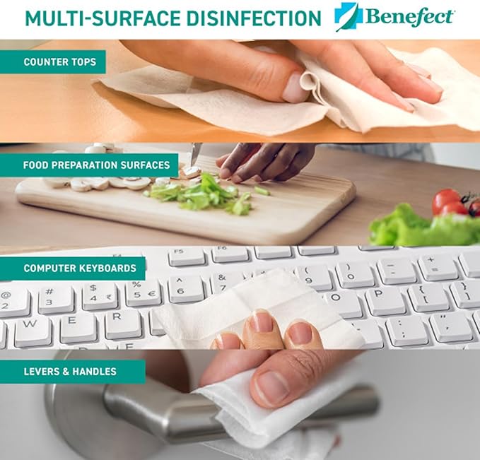 Benefect Botanical Disinfectant Wipes – 750 Sanitizing Wipes. 3 Pack of 250 Wipes Per Unit - High Traffic - Gym Wipes, Schools and Food Safe Cleaning (250, 3)-DeskLoop Office