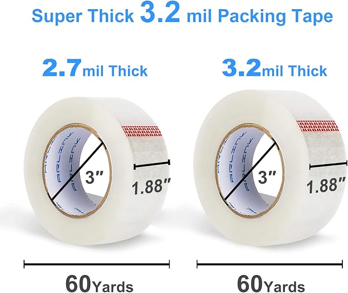 JARLINK Clear Packing Tape (18 Rolls), Heavy Duty Packaging Tape for Shipping Packaging Moving Sealing, 3.2mil Thick, 1.88 inches Wide, 60 Yards Per Roll, 1080 Total Yards-DeskLoop Office
