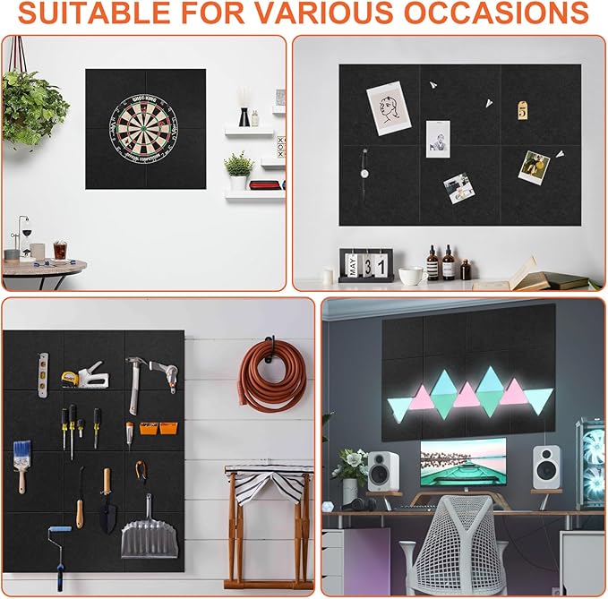 Cork Boards for Walls 48" x 36" Felt Board Alternative, 12 Pack Felt Wall Tiles Bulletin Board, Large Cork Board for Office Pin Board Tack Board Cork Boards-DeskLoop Office