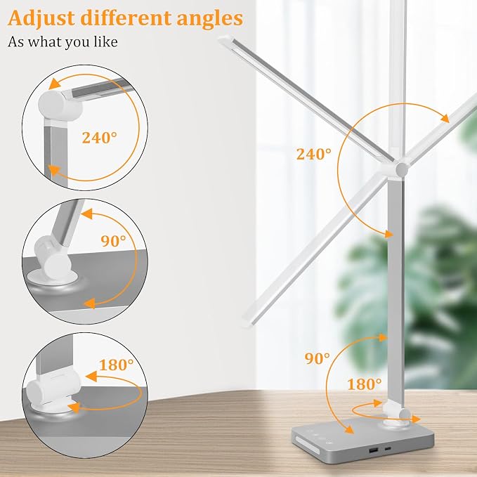 Dott Arts LED Desk Lamp with USB Ports, Touch Desk Lamps - Image 6